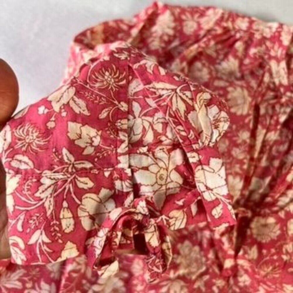 J Crew Cover Up Dress Womens Small Lightweight Long Sleeve Cotton Pink Floral - Picture 10 of 12